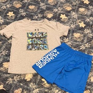 Boys Under Armour Graphic Tee and Vibrant Blue Shorts